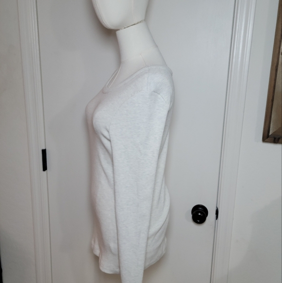 AGOLDE Maya White and Gray Scoop Neck Long Sleeve Ribbed Top Size Large - Picture 5 of 9